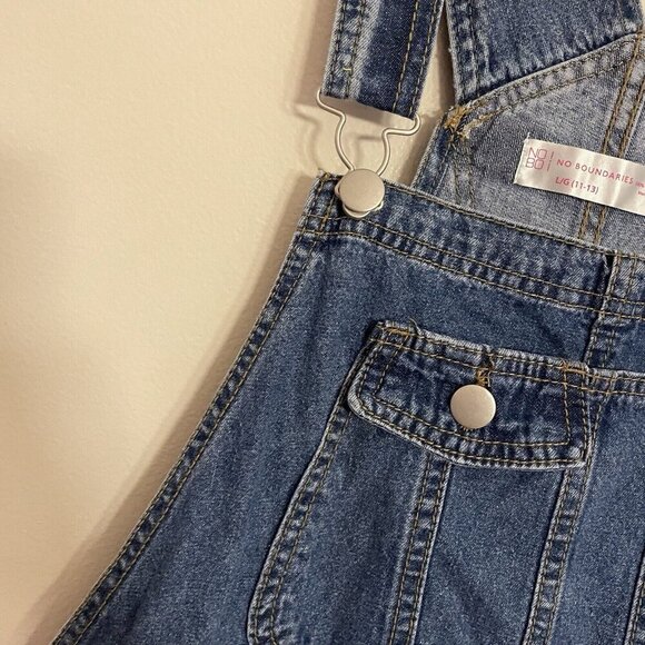 No Boundaries Women Sz L (11-13) Blue Denim Overall Shortalls NWT - Picture 5 of 12
